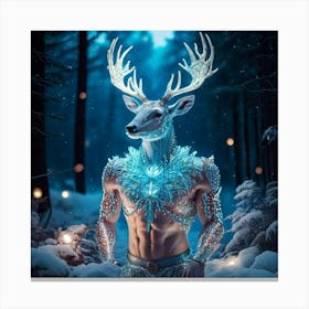 Firefly Firefly, Robotic, Whimsical, Teal, Deer, Ceramic, Metal, Robot, Body, Features, Ice, Forest, (2) Canvas Print