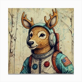 Astronaut Deer 7 Canvas Print