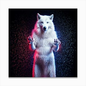 Firefly Powerful, Glowing, Full Body, Wolf, Blue Sparks, Red Sparks, Rain Decorations, Majestic, Vib (1) Canvas Print