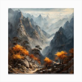 Chinese Mountains Landscape Painting (135) Canvas Print