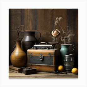 Photograph - Antiques On A Wooden Table Canvas Print