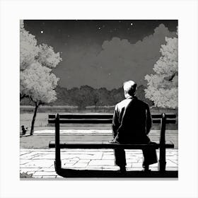 Man Sitting On A Bench 1 Canvas Print