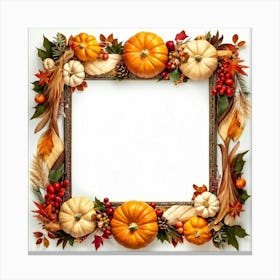 Autumnal Frame Featuring Festive Thanksgiving Elements Cornucopias Overflowing With Autumn Bounty (7) Canvas Print