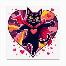 Valentine's Day Lovely Cat Superhero2 Canvas Print