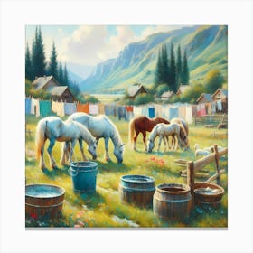 Horses In The Pasture Canvas Print