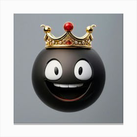 Emoji Face Grinning In Intricate Detail Crown Perched Atop Set Against A Monochrome Gray Backdrop Leinwandbilder