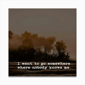 I Want To Go Somewhere Where Nobody Knows Me Canvas Print