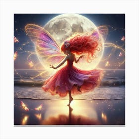 Red Hair Fiary With Lighting Bugs 2 Canvas Print