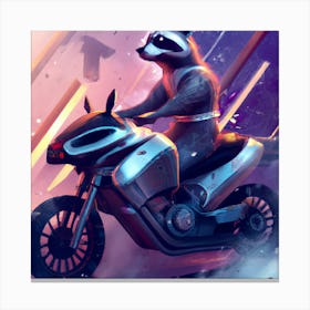 Raccoon on Motorcycle 3 Canvas Print