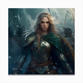 Warrior Woman In Armor Canvas Print