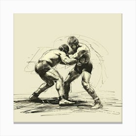 Two Wrestlers Fighting Canvas Print