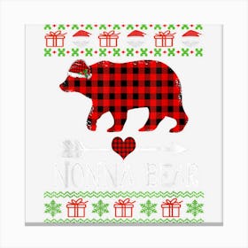 Red Plaid Nonna Bear Christmas Pajama Matching Family Canvas Print