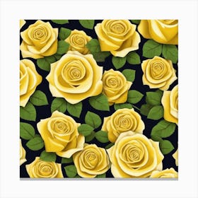 Yellow Roses Seamless Pattern 1 Canvas Print