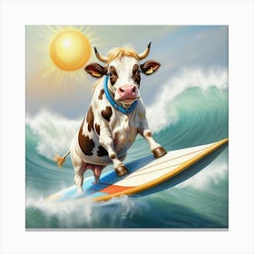 Cow Surfing Canvas Print