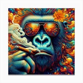 Gorilla with cigar / Abstract art / trippy Canvas Print
