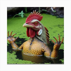Rooster In The Pond Canvas Print