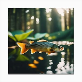 forest Fish In A Pond in a forest Canvas Print