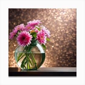 Pink Flowers In A Vase 2 Canvas Print