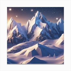 Low Poly Mountain Landscape 1 Canvas Print