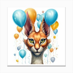 Saber Cat With Balloons Canvas Print