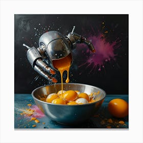 Robot Eating Eggs Canvas Print