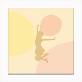 Girl Jumping on pastel background Canvas Print