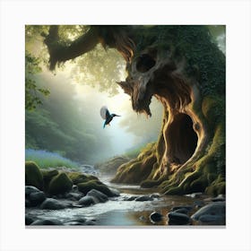 Kingfisher and Tree Canvas Print