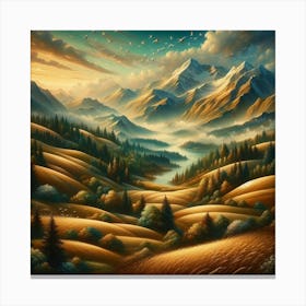 Landscape With Mountains Canvas Print