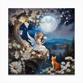 Fairy And Cat Canvas Print