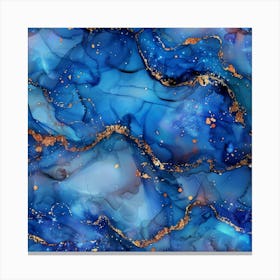 Blue And Gold Marble Wallpaper Canvas Print