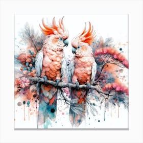 A Pair Of Salmon Crested Cockatoos Canvas Print