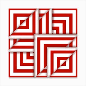 Red And White Folding Squares Canvas Print