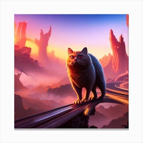 Cat On A Train Canvas Print