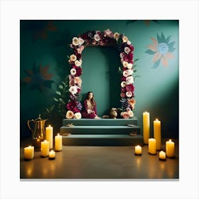 Girl In A Flower Arch Canvas Print