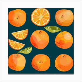 Citrus Orange Fruit on Teal Green Canvas Print