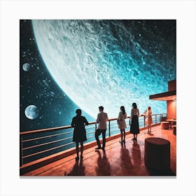 People Looking At A Planet 2 Canvas Print