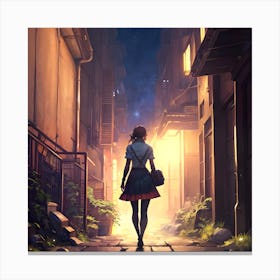 Anime Girl In Alleyway Canvas Print