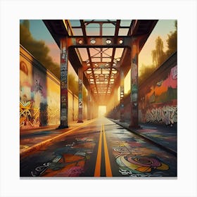 An Urban Street With Graffiti Style Painting With Textured Surfaces 5 Toile