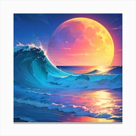 Aesthetic series: Full Moon Over The Ocean Canvas Print