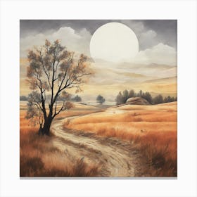 Full Moon In The Field Canvas Print