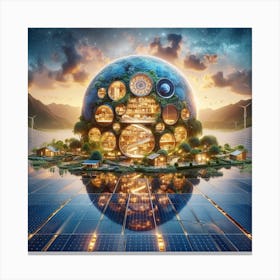 Planet With Solar Panels Canvas Print
