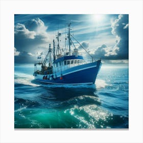 Fishing Boat In The Sea Canvas Print