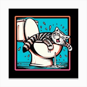 Cat In The Toilet 1 Canvas Print