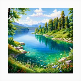 Lake In The Mountains Canvas Print