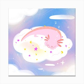 Dreaming Axolotl Square Canvas Print