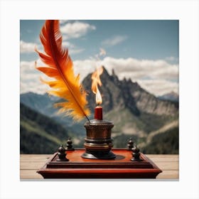 Feather And A Candle Canvas Print