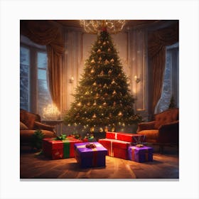 Christmas Tree In The Room Canvas Print