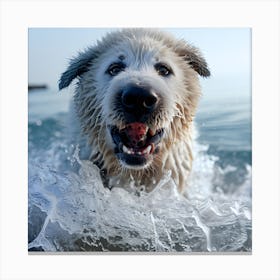 Dog Splashing In The Water Canvas Print