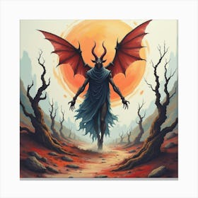 Demon Soul In A Watercolor Desolate Wasteland Of Colors 1 Canvas Print