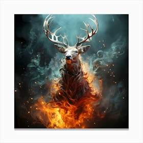 Deer In Fire Canvas Print